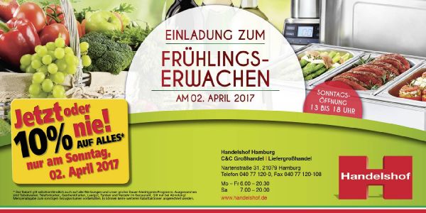 Handelshof: 10 Prozent auf fast Alles am 2. April