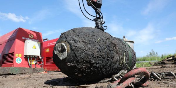 Die entschärfte Fliegerbombe. Foto: André Zand-Vakili Vierte Fliegerbombe an der Hörstener Straße entschärft