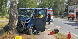 Ramelsloh: Kleintransporter rast gegen Straßenbaum