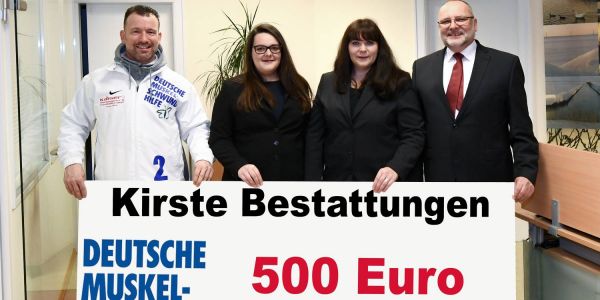 Kirste Bestattungen spendet 500 Euro an Muskelschwund-Hilfe
