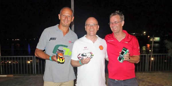 Das Podium (von links): Robert Müller (ABT), Björn Skottke (KTM) und Thomas Voigt (Audi). Foto: RCCO Starkes Comeback von Channel Racer Robert Müller