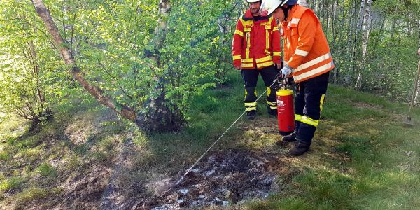In dem Fall schnell gelöscht. Der Schwelbrand am Maschener See. Foto: Feuerwehr Anhaltende Trockenheit erhöht die Gefahr von Flächenbränden