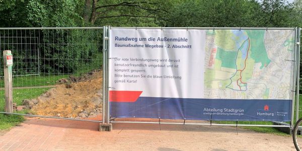 Jetzt ist die andere Seite dran: Erneute Wegesperrung im Harburger Stadtpark