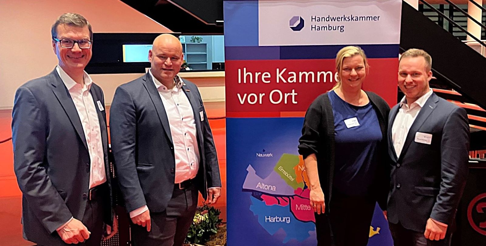 Carsten Mumm, Rene Rückert, Steffi Jensen und Pascal Henning. Foto: hwk Carsten Mumm, Rene Rückert, Steffi Jensen und Pascal Henning. Foto: hwk