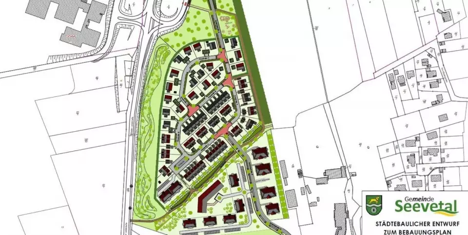  Hittfeld 41: Derstädtebauliche Entwurf mit exemplarischer Bebauung. Grafik: Gemeinde Seevetal