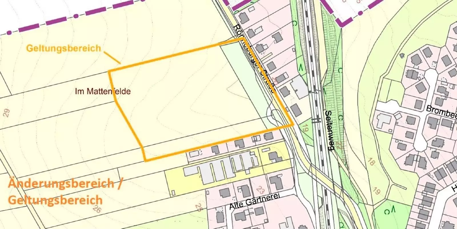 Das Neubaugebiet soll an der Rönneburger Straße am nördlichen Ortsrand von Meckelfeld entstehen. Grafik: Gemeinde Seevetal