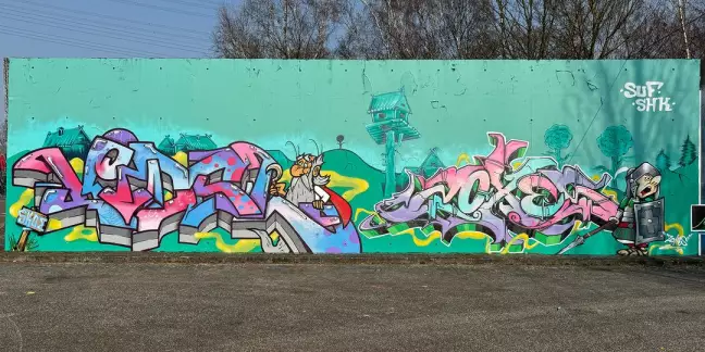 Das von den Asterix-Comics inspirierte Graffiti. Foto: zv