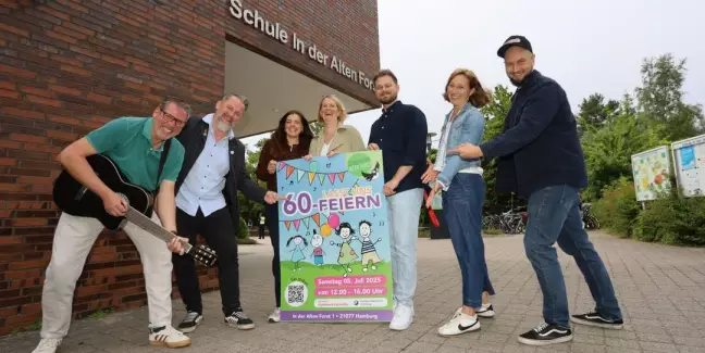 Die Organisatoren des Festes freuen sich auf den großen Tag: Andreas Wiedemann (v.l.), Andreas Hülsen, Anna Tiedemann, Christine Gossel, Nicolas Karg, Svenja Bruse und Patrick Voß. Foto: Christian Bittcher